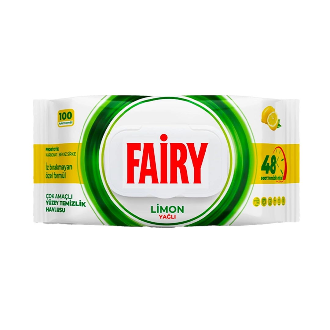 دستمال مرطوب چندمنظوره تمیزکننده سطوح فیری (Power Wipes) رایحه لیمویی ۱۰۰ برگ