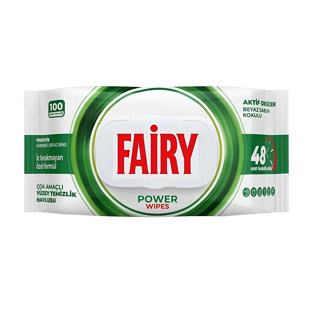 دستمال مرطوب چندمنظوره تمیزکننده سطوح فیری (Power Wipes) رایحه صابون سفید ۱۰۰ برگ