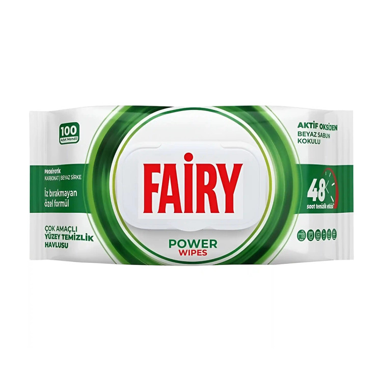 دستمال مرطوب چندمنظوره تمیزکننده سطوح فیری (Power Wipes) رایحه صابون سفید ۱۰۰ برگ