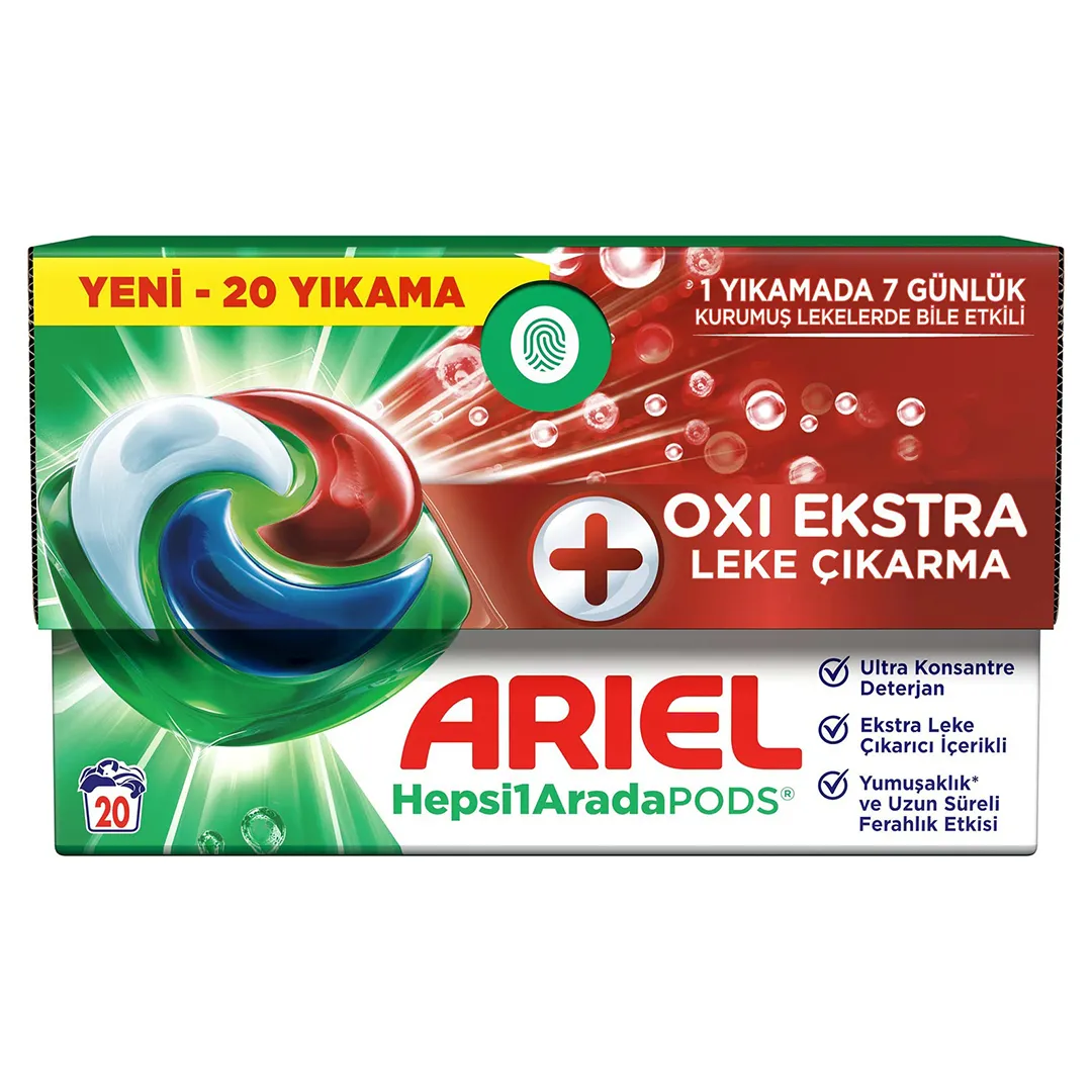 قرص ماشین لباسشویی آریل مدل oxi ekstra بسته 20 عددی