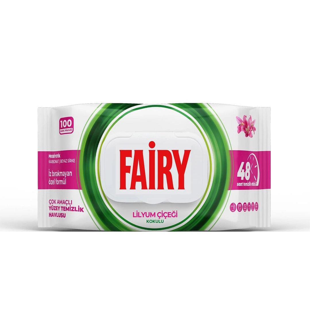 دستمال مرطوب چندمنظوره تمیزکننده سطوح فیریfairy رایحه لیلیوم ۱۰۰ برگ